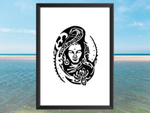 AFFICHE ZEN Bouddha orné de motif polynésien (Pack A3 à A6)