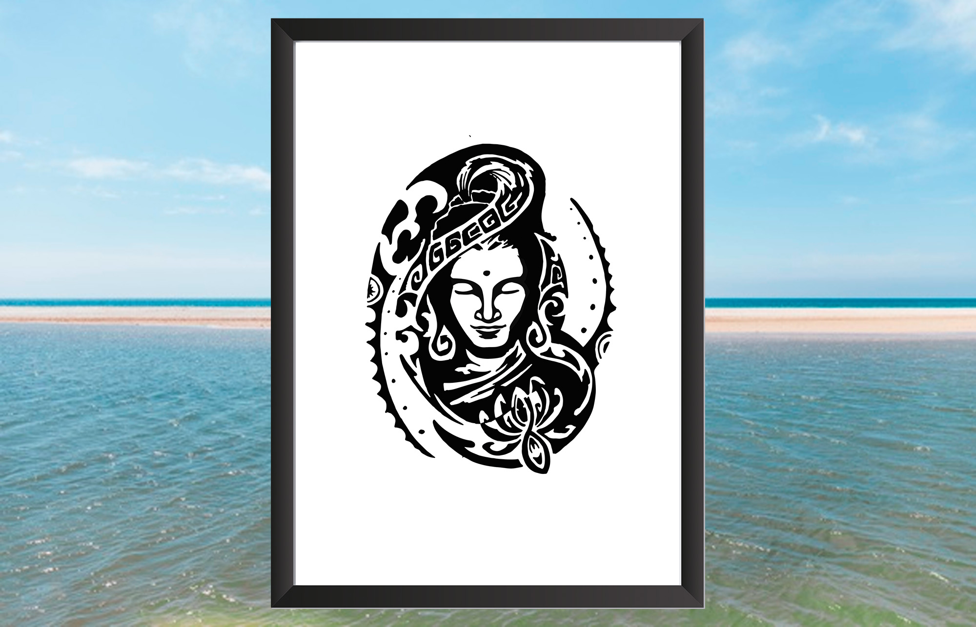 Cut out white poster hanging with clips Mockup